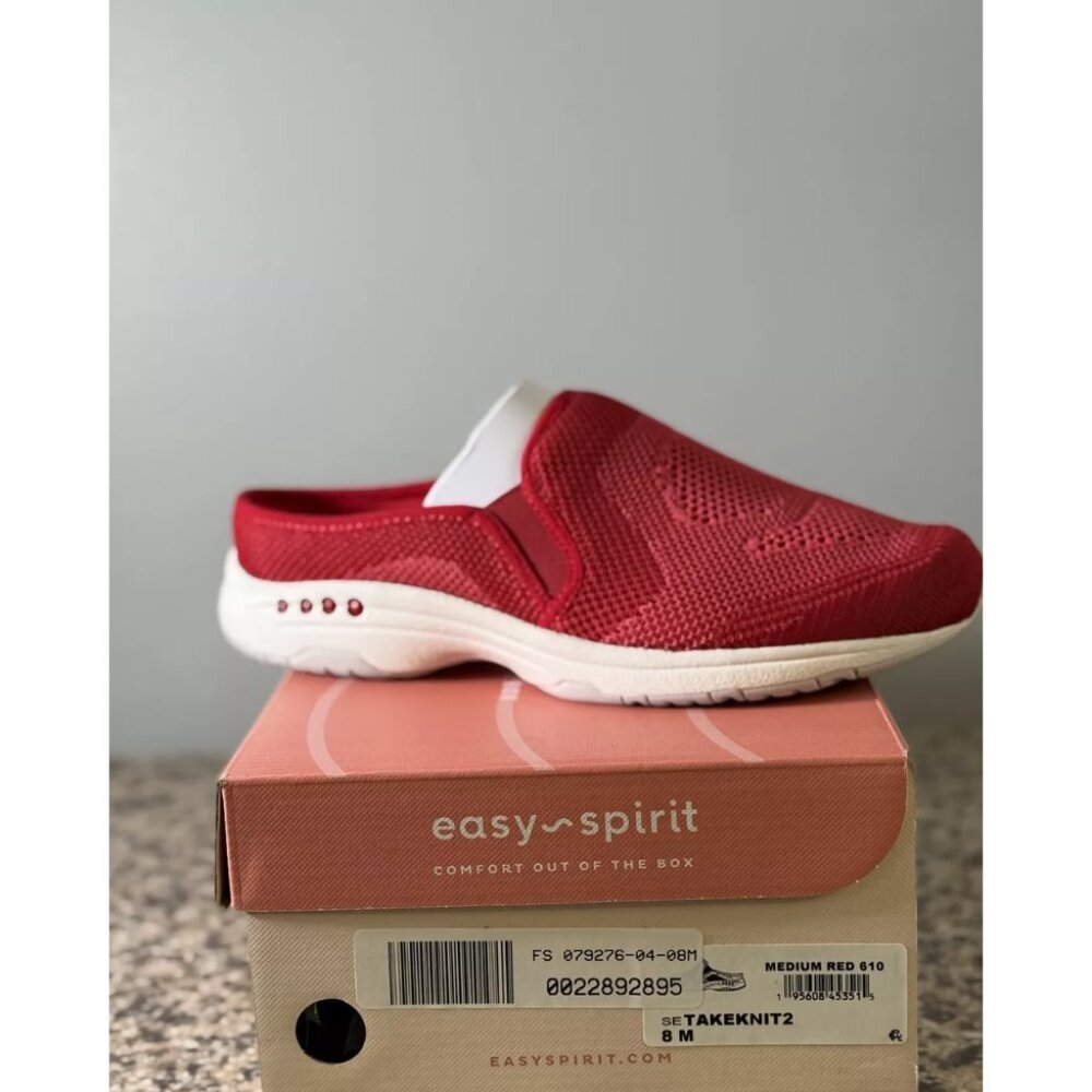 Easy Spirit SE TAKEKNIT2 Clogs – Women's Size 8M – Red Mesh – Comfortable Fit
